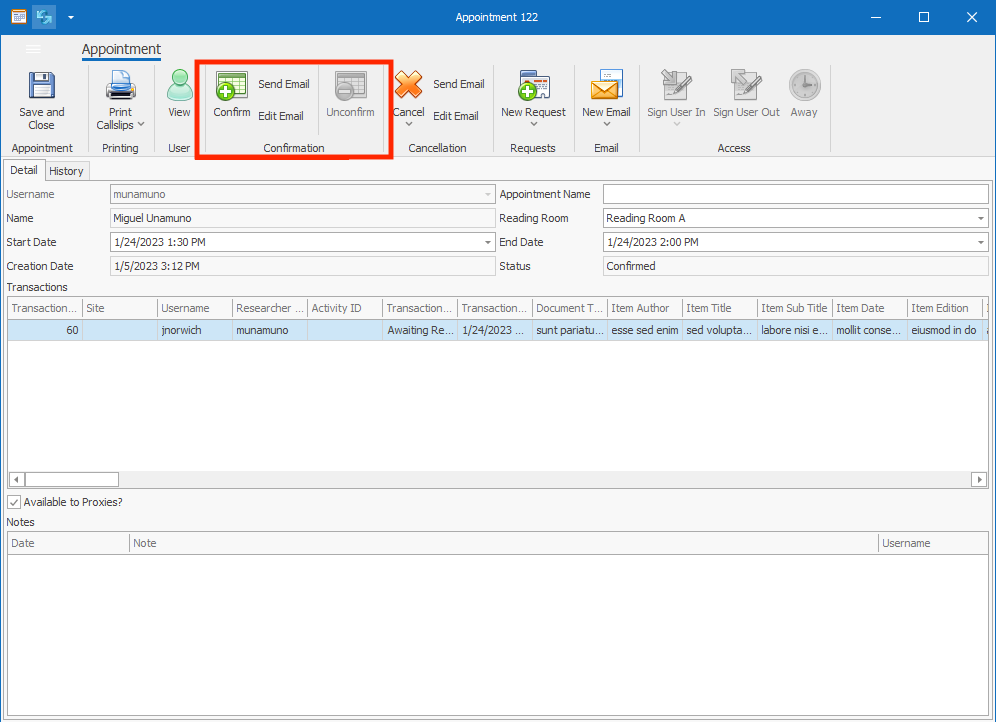 Appointment Form Confirmation Options
